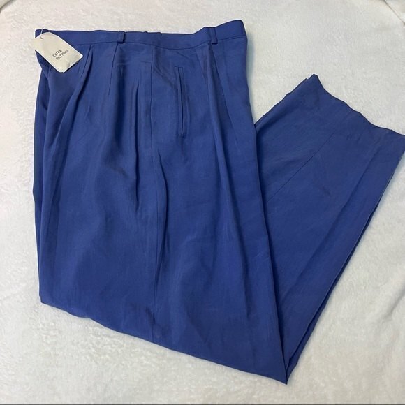 Talbots Pants - NWT Talbots High Waist Trousers, Pleated, Silk,‎ Size 14P Blue
